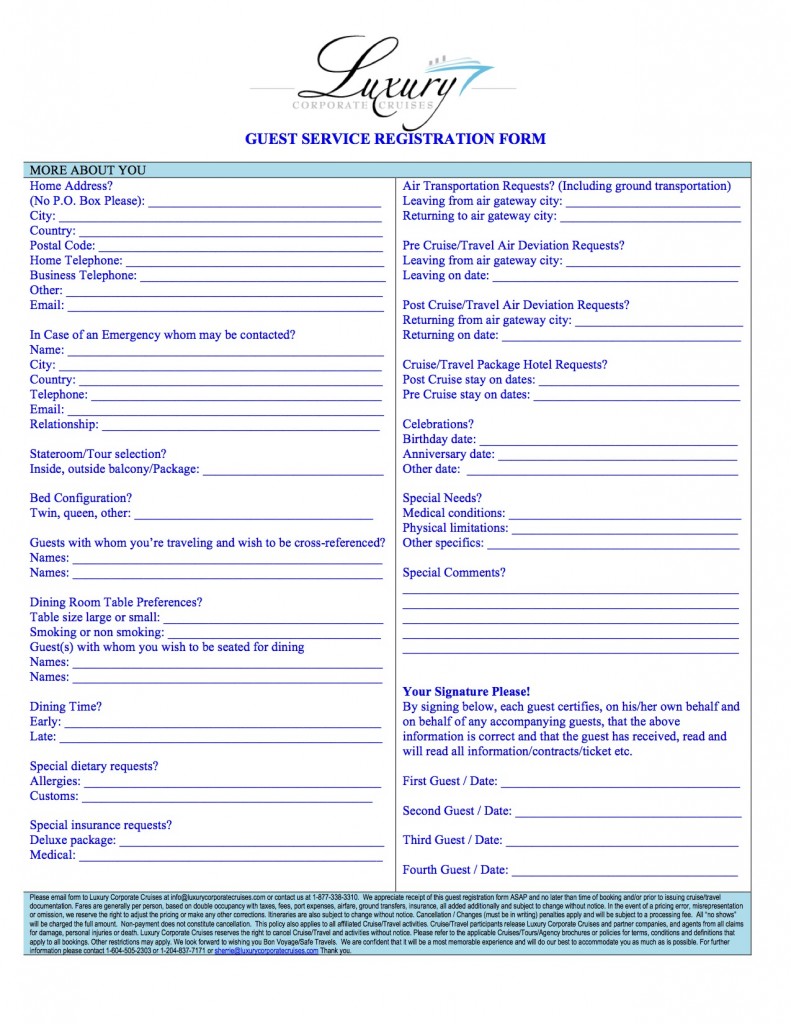 Luxury Corporate Cruises Travel Guest Service Registration Form vr.Aug6,2015 copy pg2